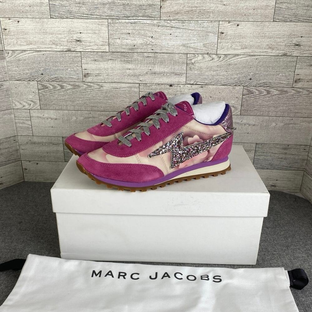 SNEAKERS MARC JACOBS Size 5 Pink Suede Spiked Designer NIB